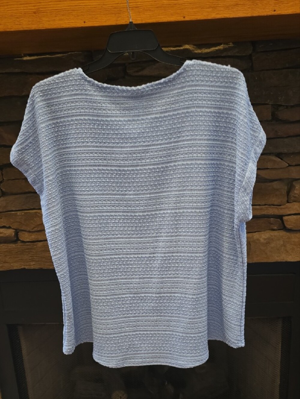 Ruby Rd. Light Blue Short Sleeve Textured Knit Top - Picture 3 of 3